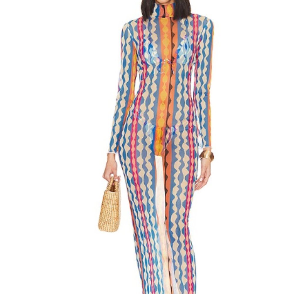 Solidad Maxi sheer turtleneck dress